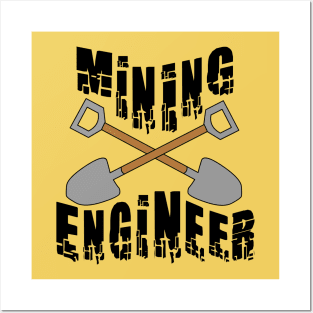 Mining Engineer Crossed Shovels Posters and Art